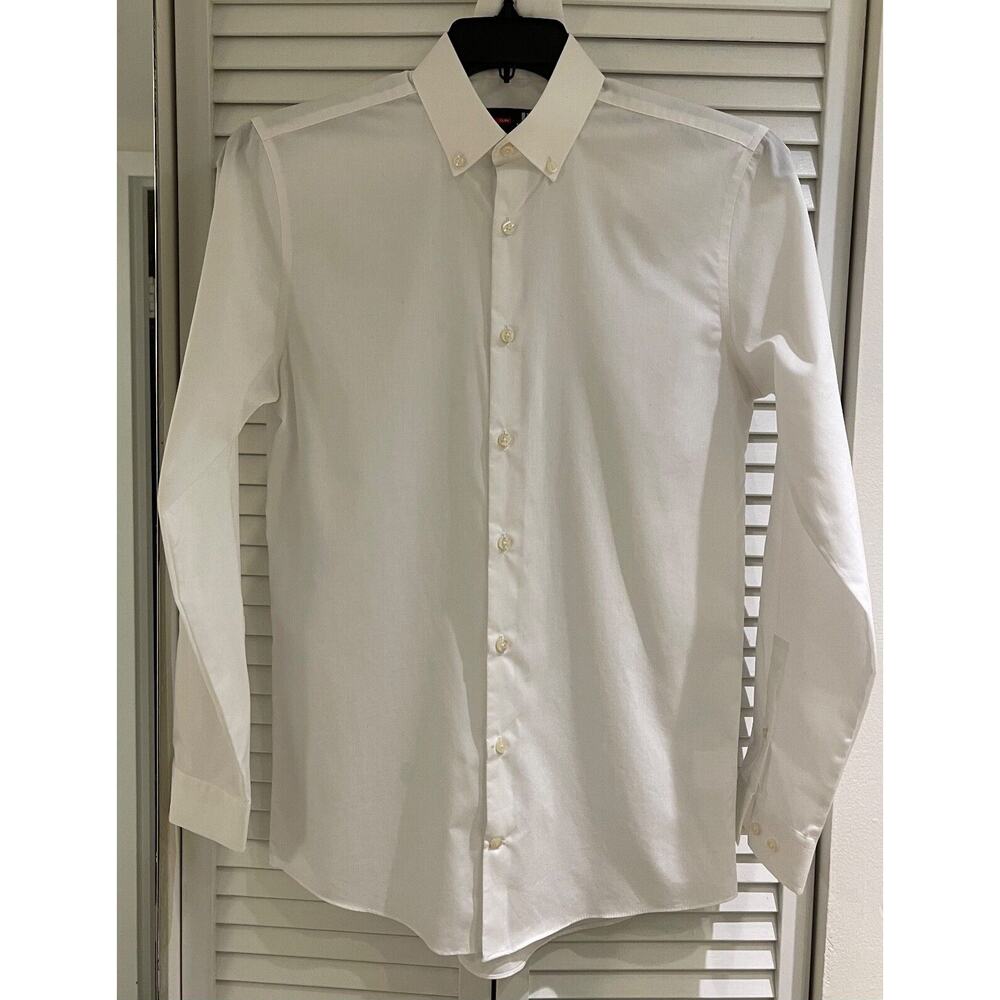 JF John Ferrar Men's Stretch Dress Shirt 14-14 1/2 - 32/33 Pure White A+